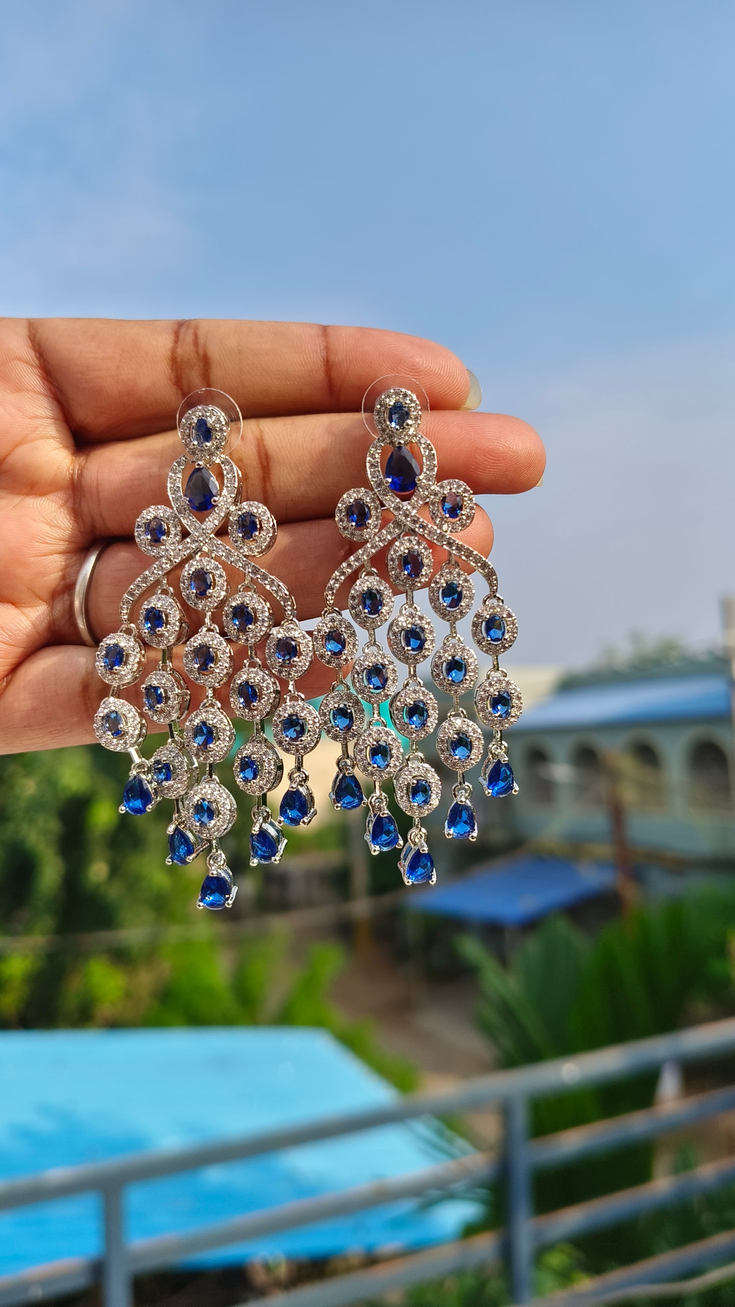 Blue Meera Zirconia Dangler