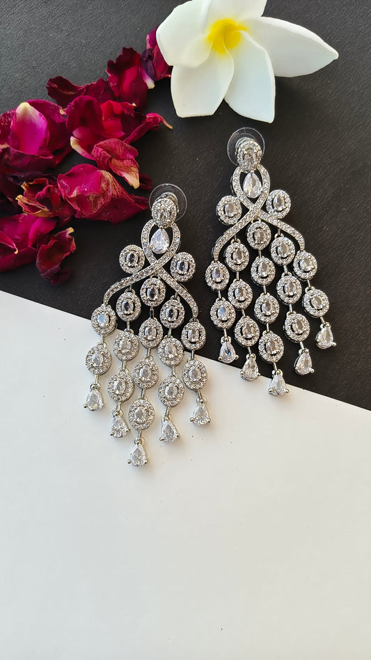 Silver Meera Zirconia Dangler