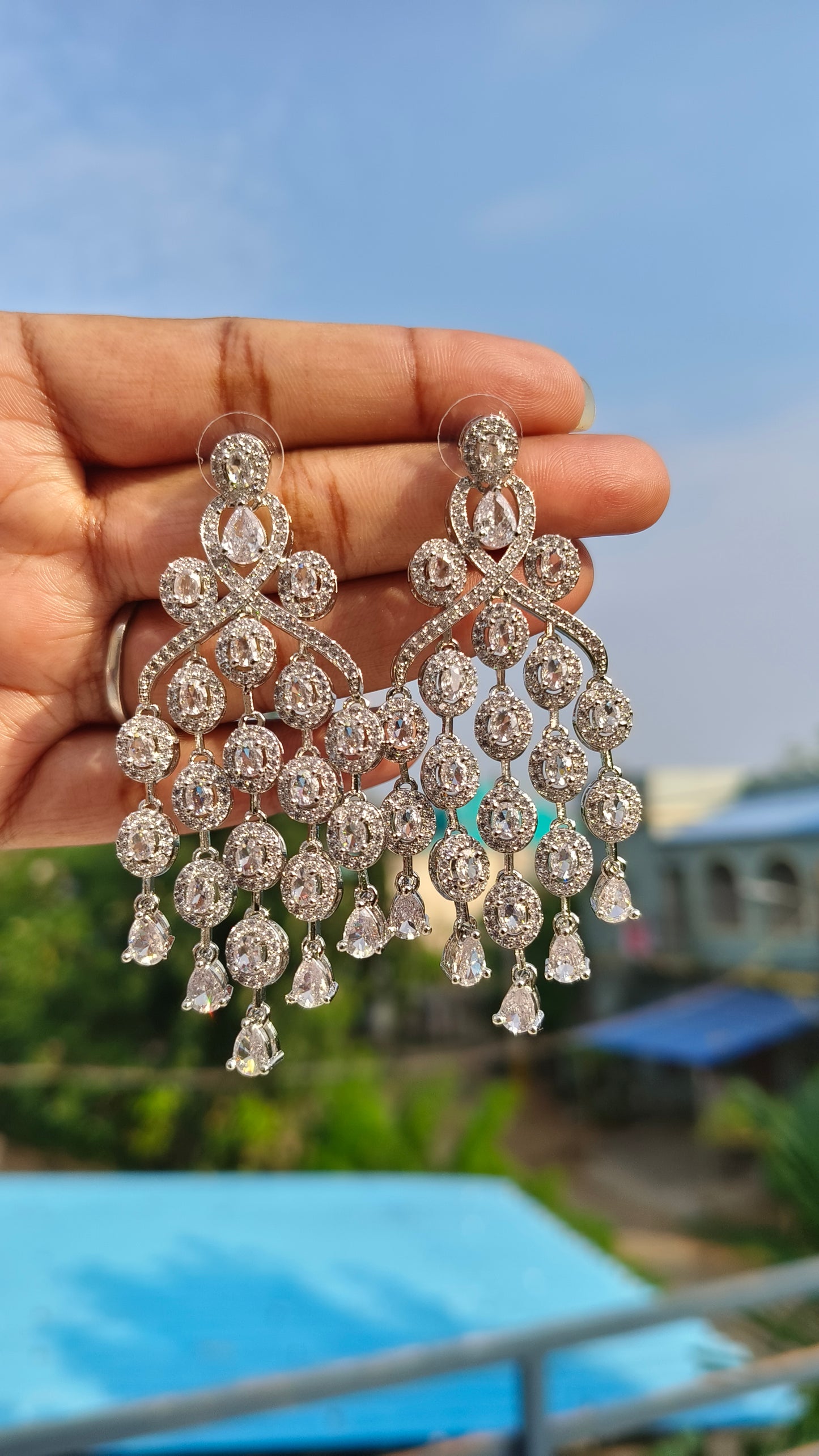 Silver Meera Zirconia Dangler