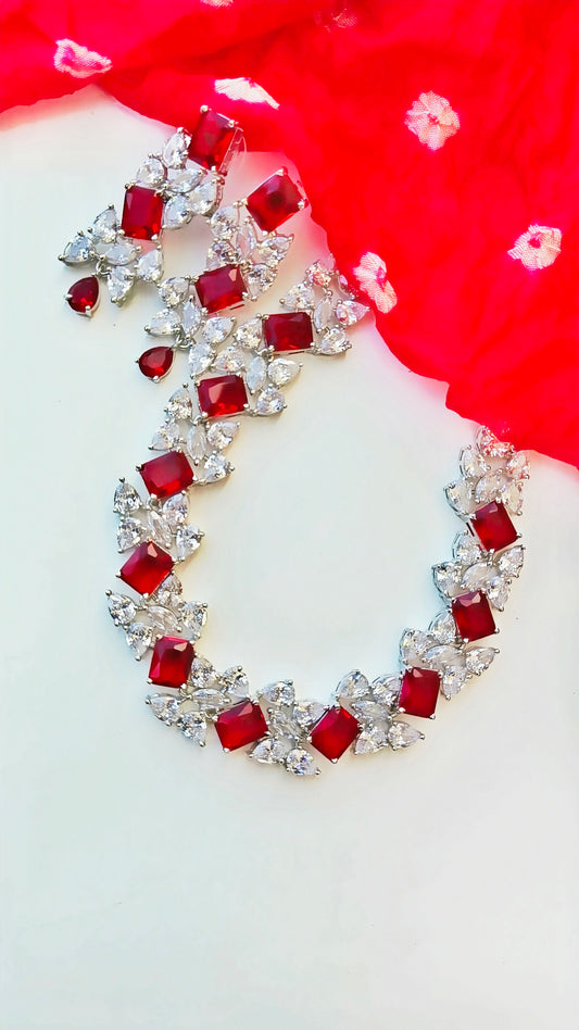 Red Ivy Zirconia Necklace set