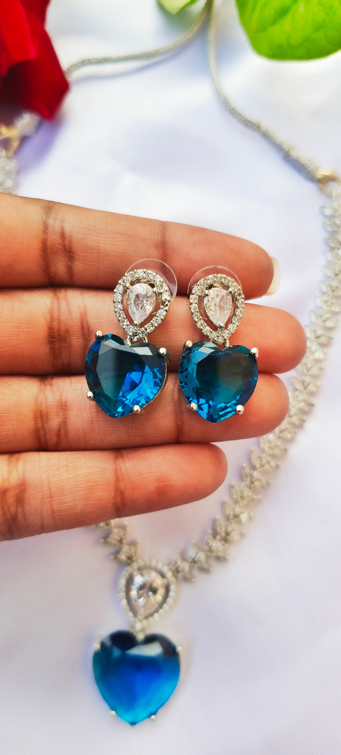 Blue Mahira Zirconia Necklace set