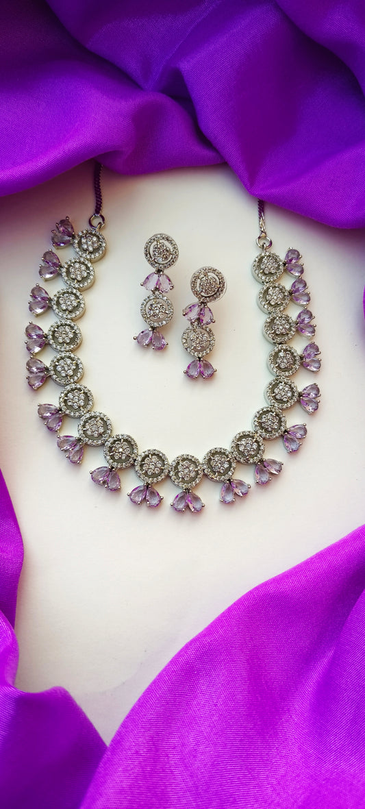 Lavender Neelam Zirconia Necklace set