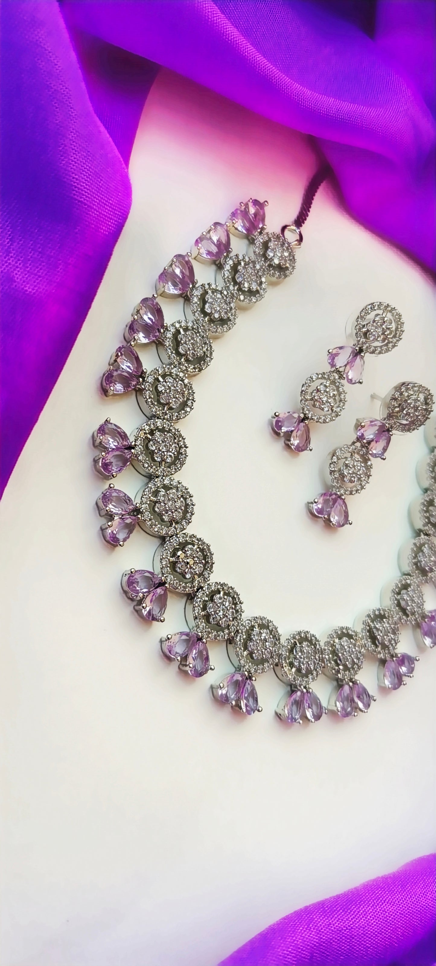 Lavender Neelam Zirconia Necklace set