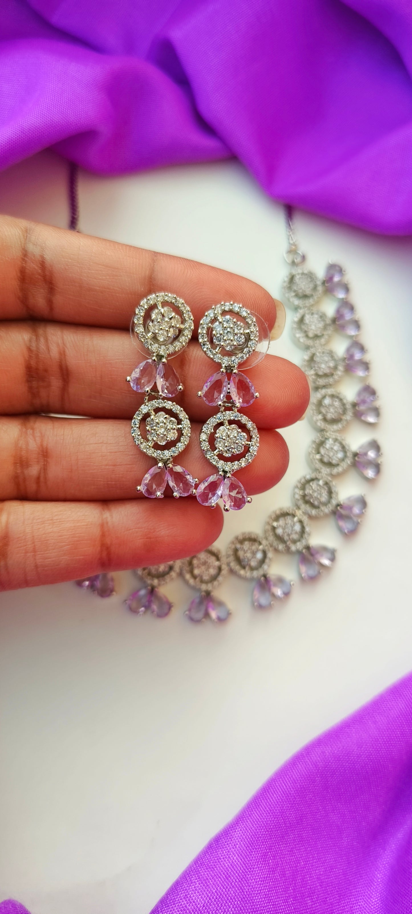 Lavender Neelam Zirconia Necklace set