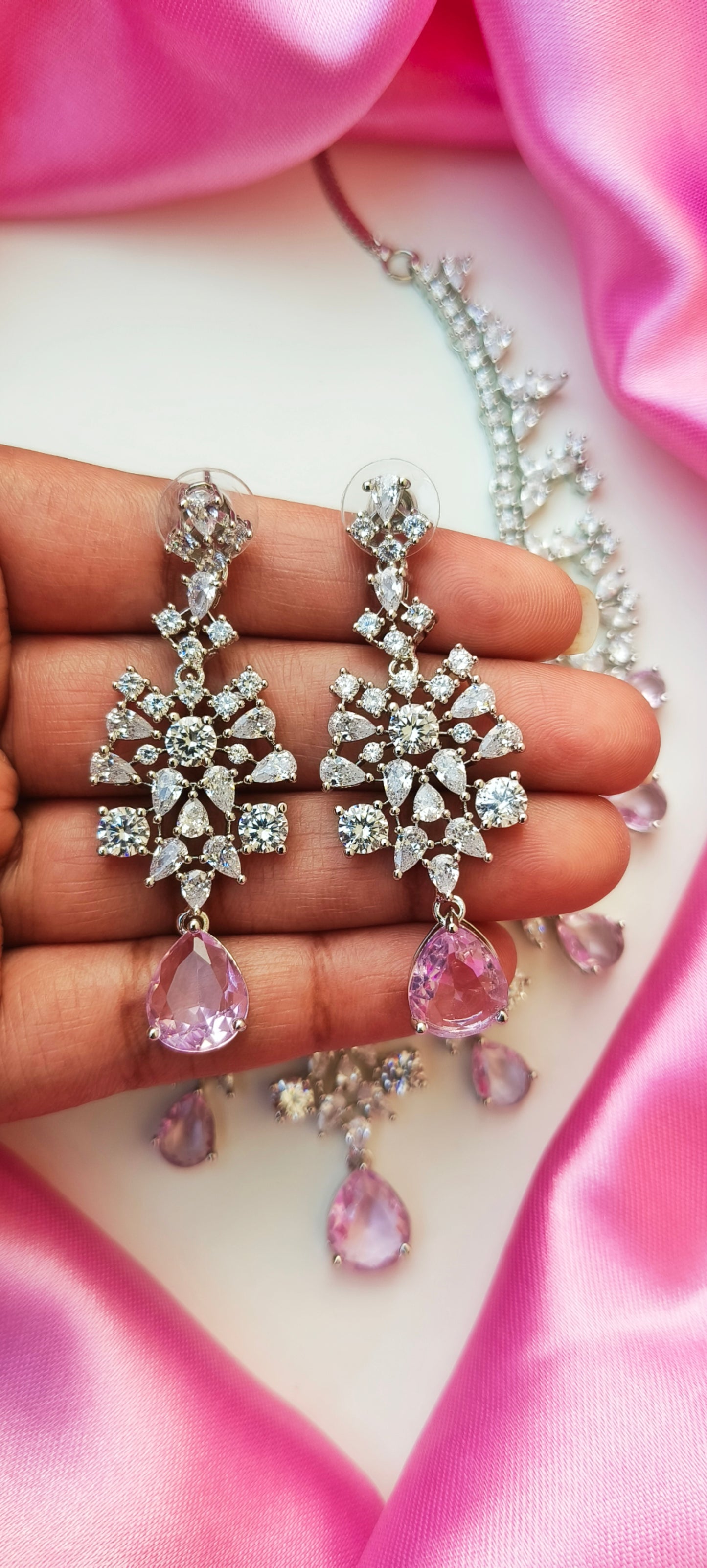 Pink Noosrat Zirconia Necklace set