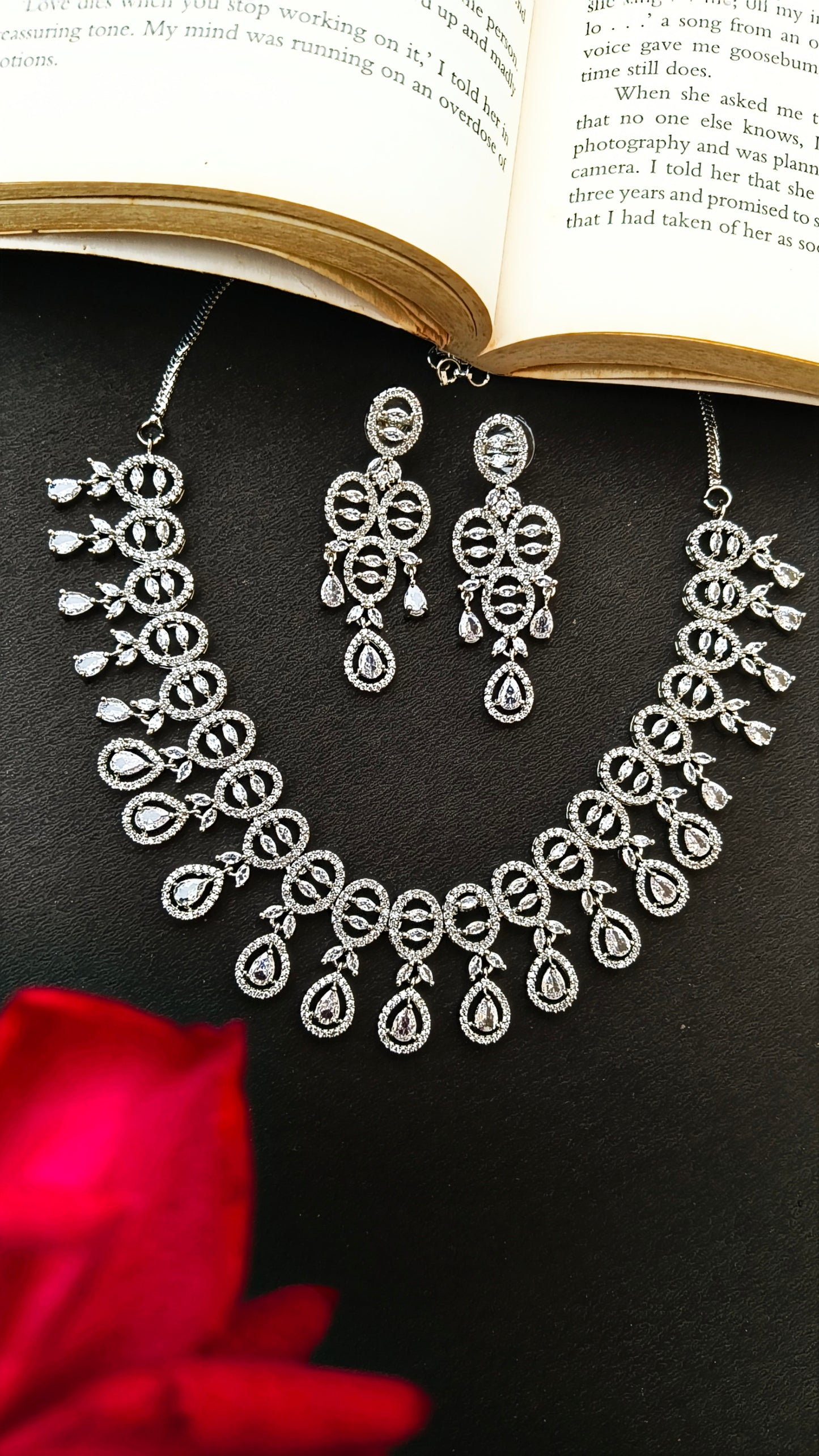 Silver Rashi Zirconia Necklace Set