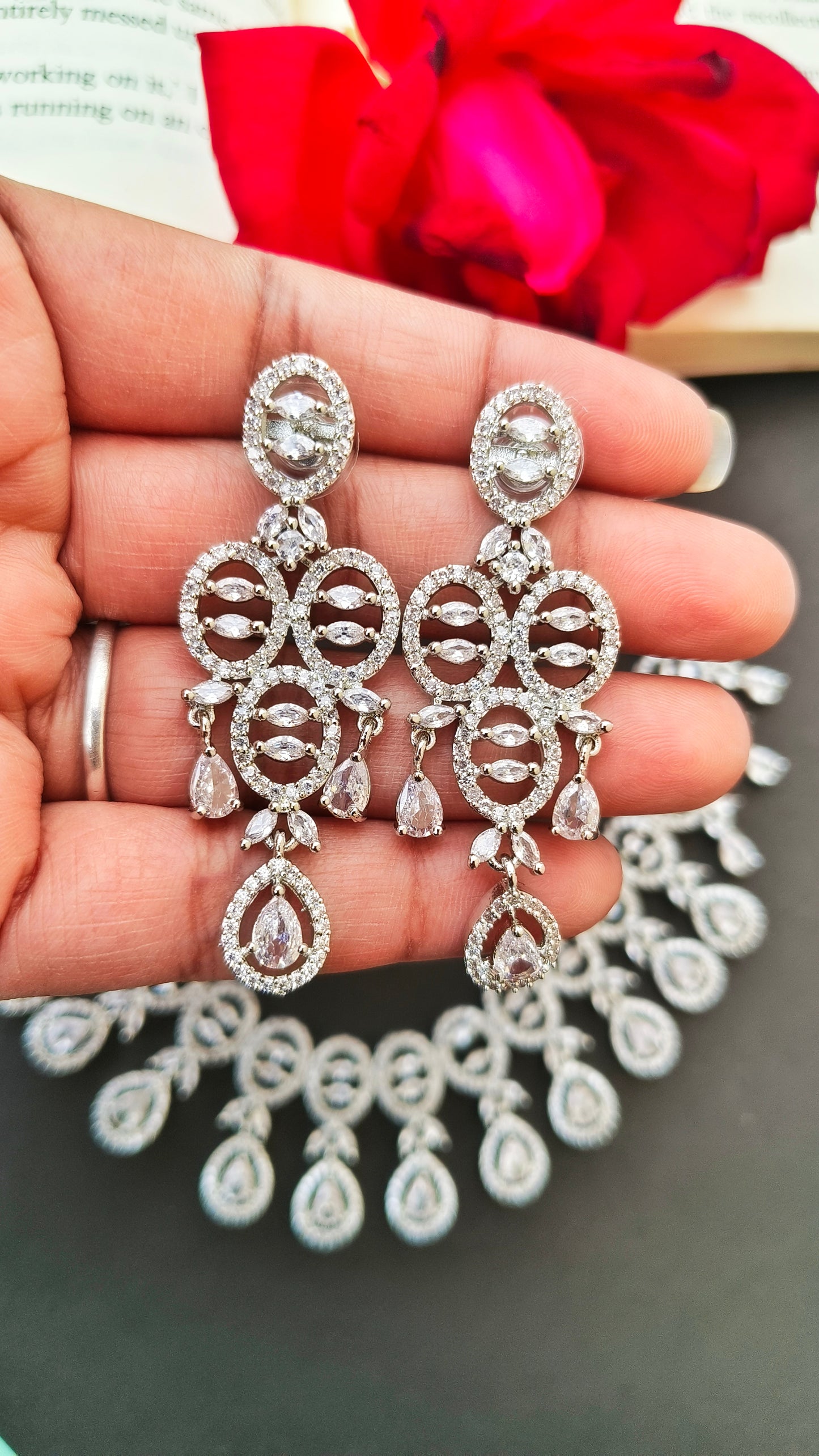 Silver Rashi Zirconia Necklace Set