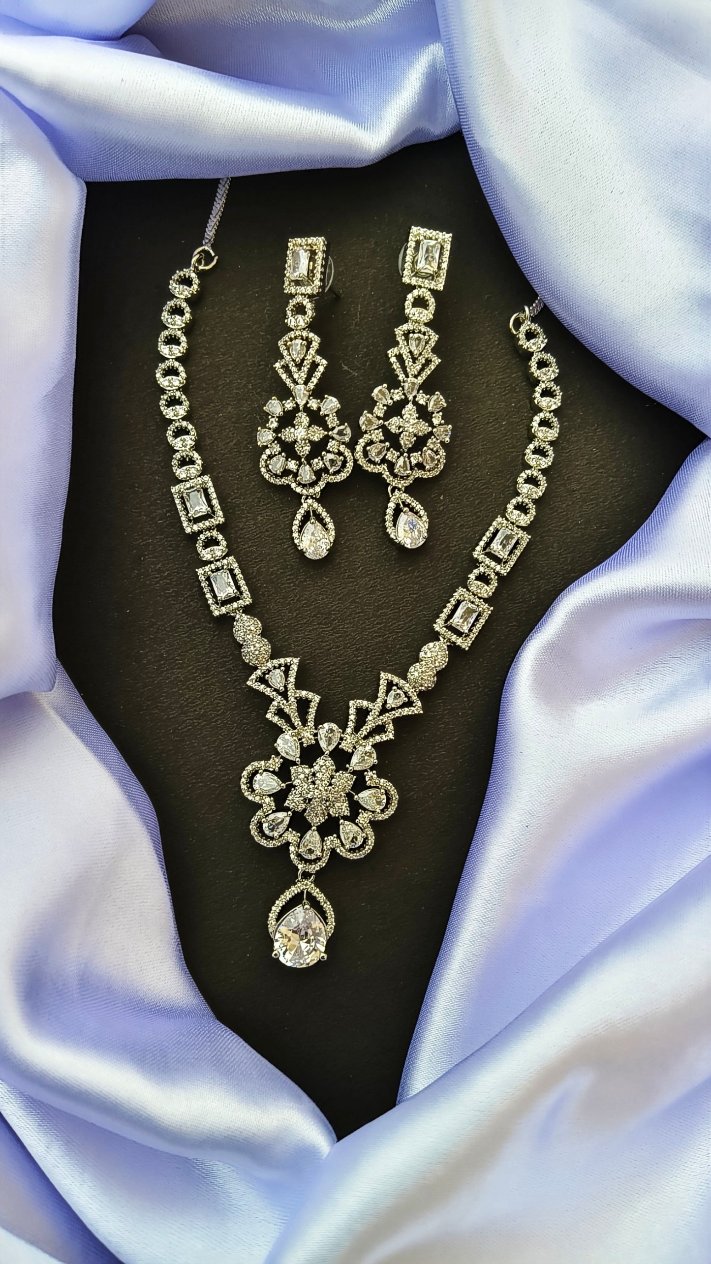 Silver Emily Zirconia Necklace set