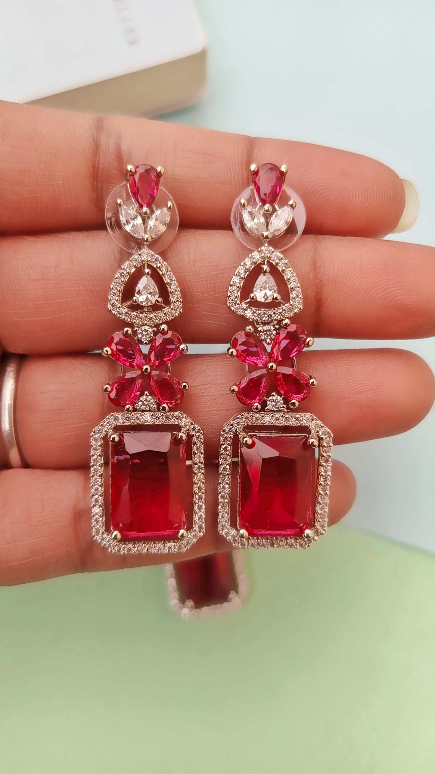 Red Ruhani Zirconia Necklace set