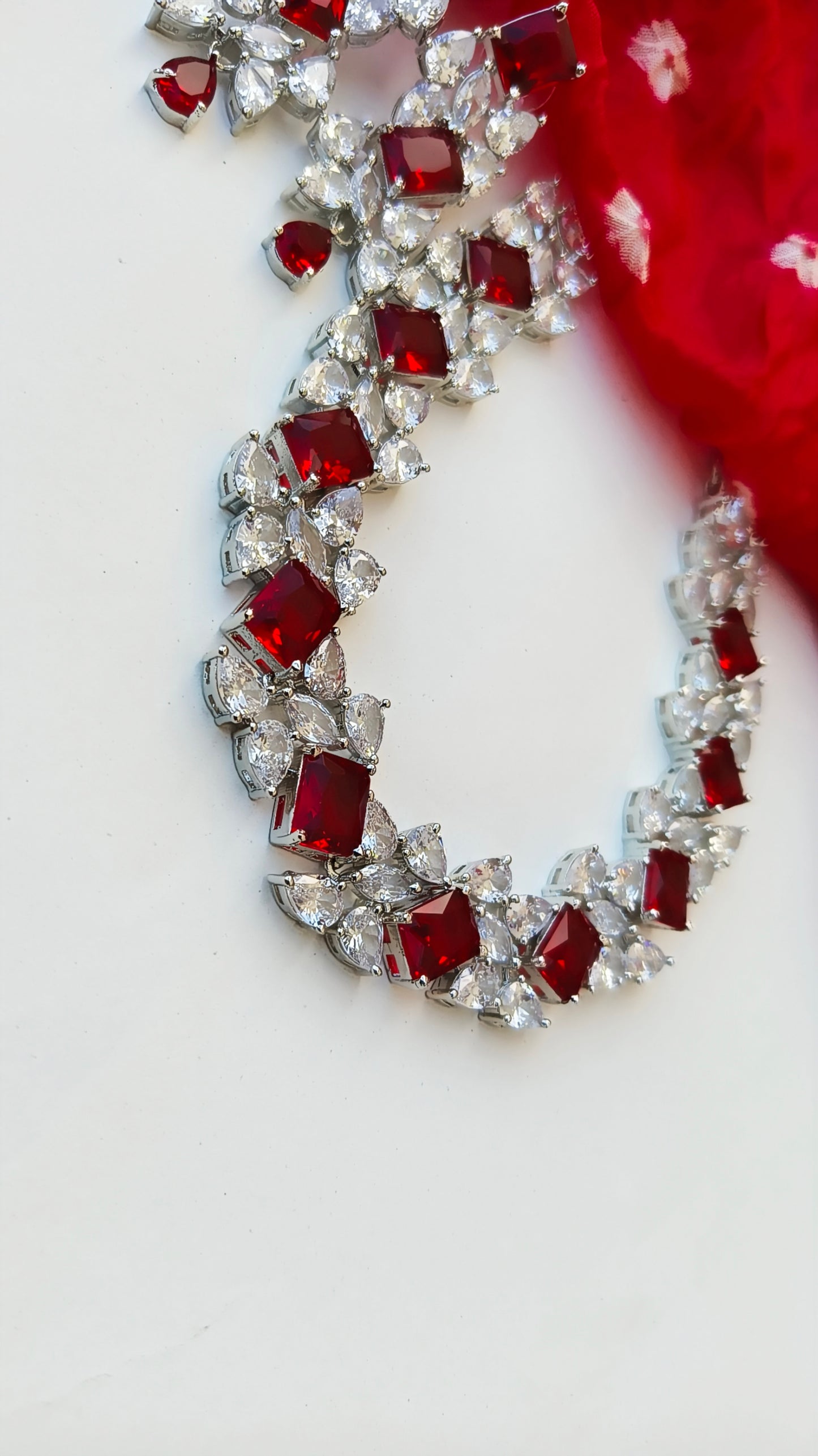 Red Ivy Zirconia Necklace set