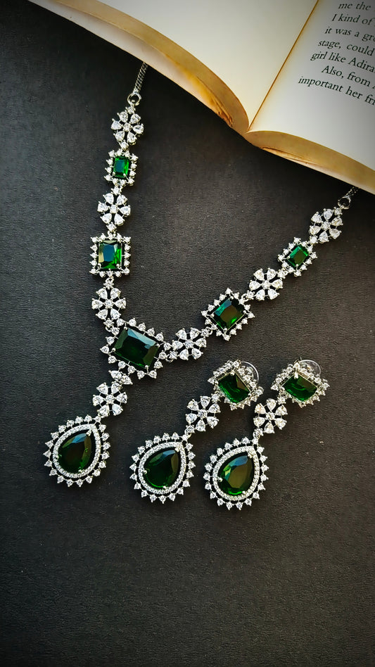 Green Ziva Zirconia Necklace Set