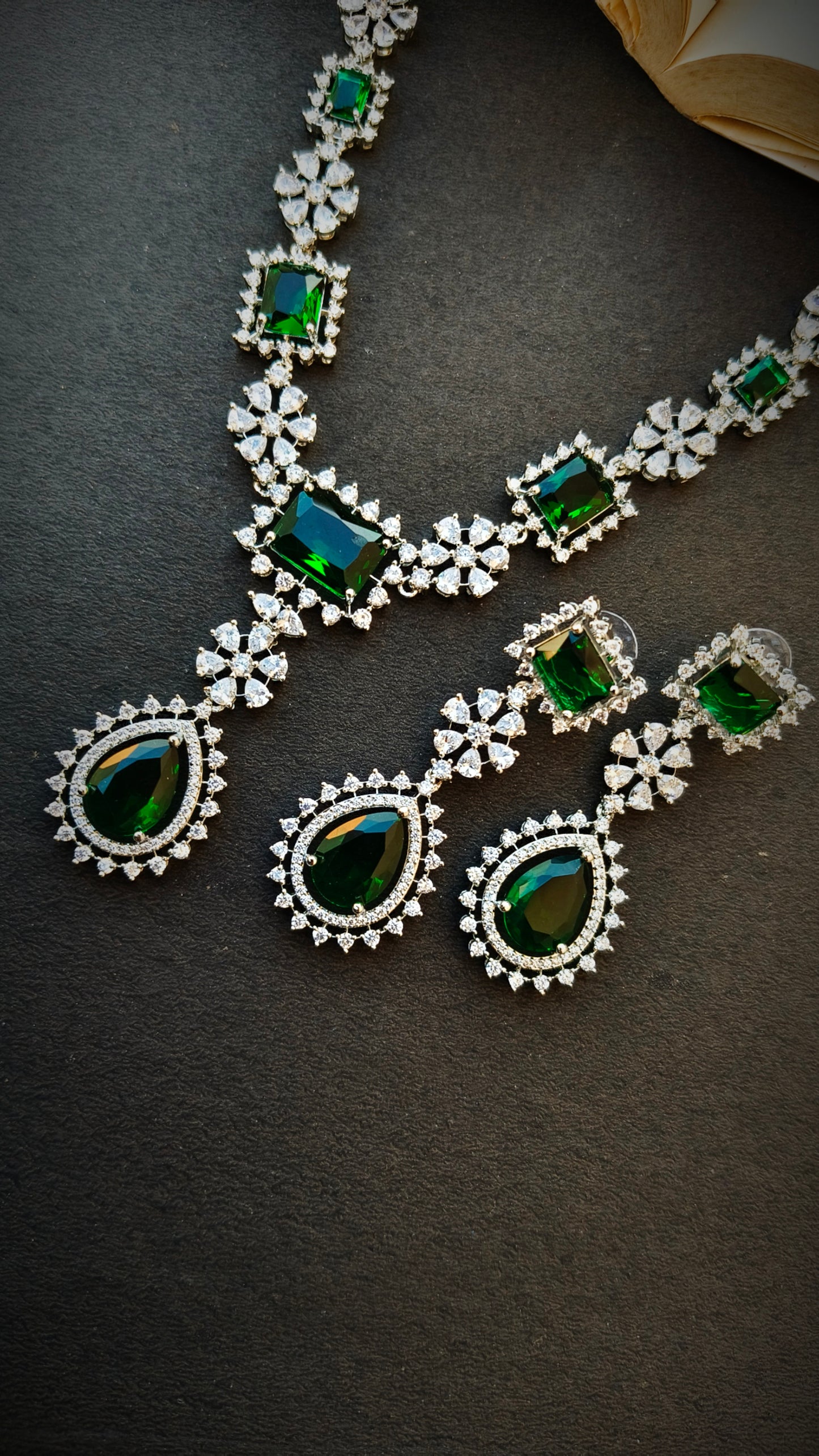 Green Ziva Zirconia Necklace Set