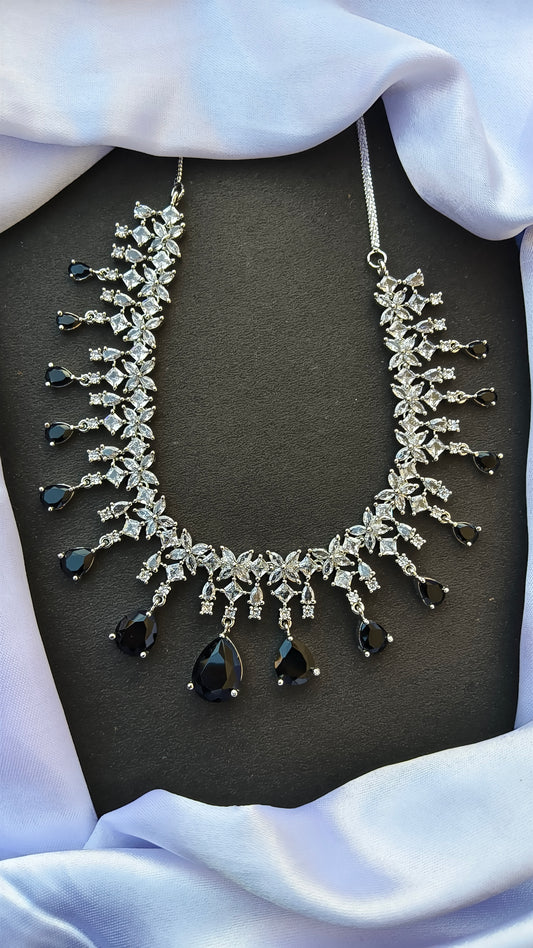 Black Mayuri Zirconia Necklace set