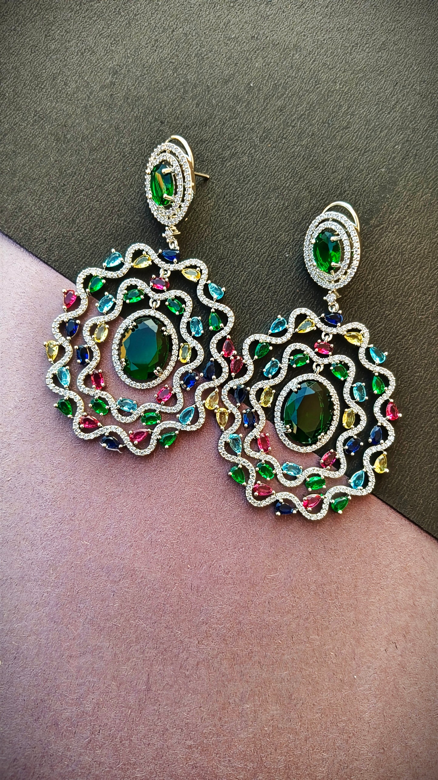 Multicolor Sakshi Zirconia Chandbali