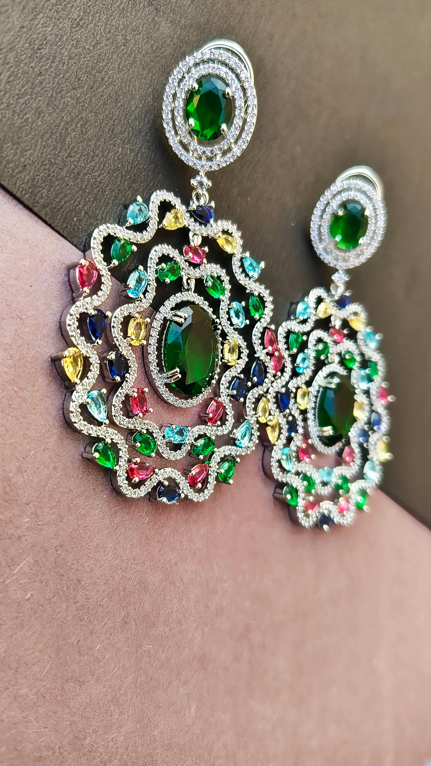 Multicolor Sakshi Zirconia Chandbali