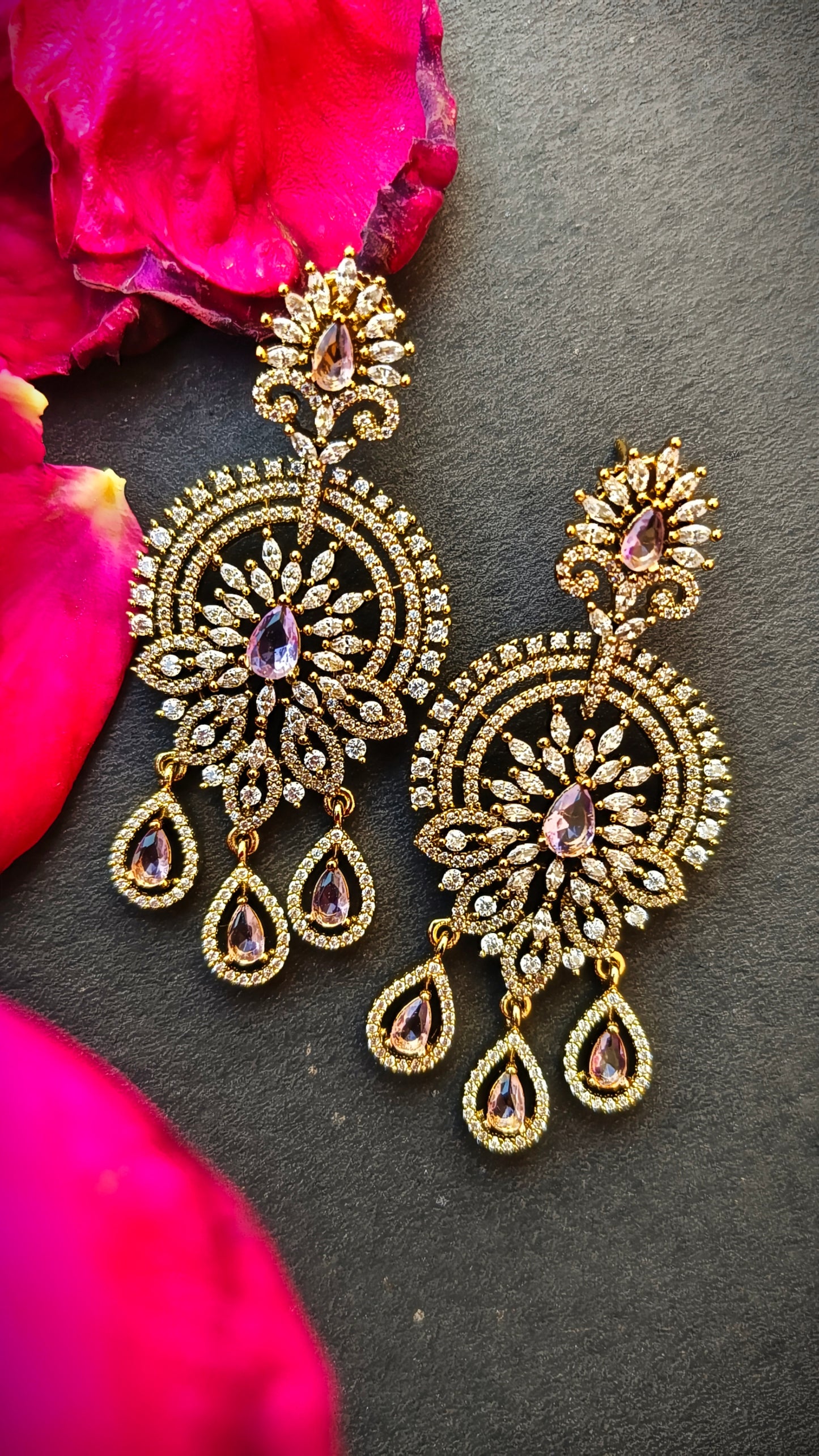 Pink Mohini Zirconia Dangler