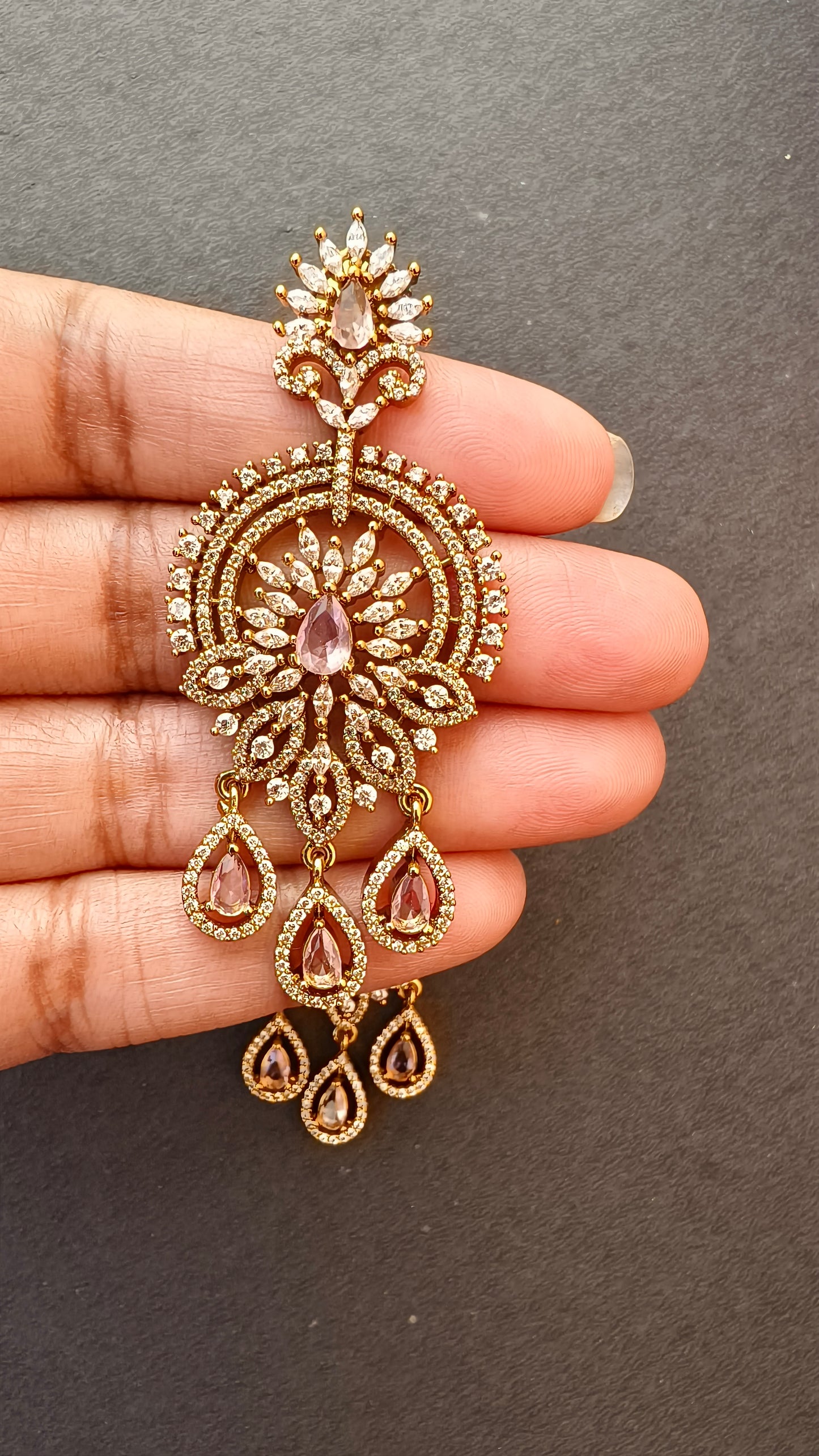 Pink Mohini Zirconia Dangler